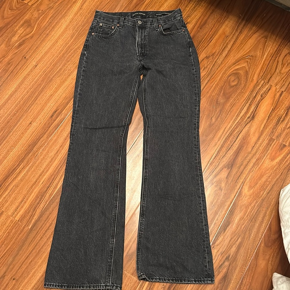Denim Forum, the Marianne Mid Loose Flare, washed black